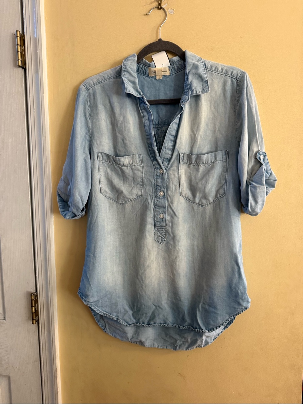 Cloth & Stone for Anthro Light Blue Denim Shirt - Relaxed Women's Henley, M